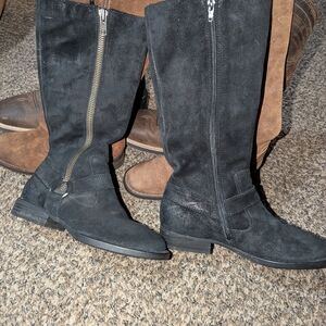 Born Black Suede Heeled Boots